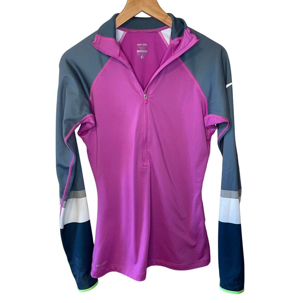 Nike Pro Half Zip pull On Purple & Gray Performance Activewear Jacket Small